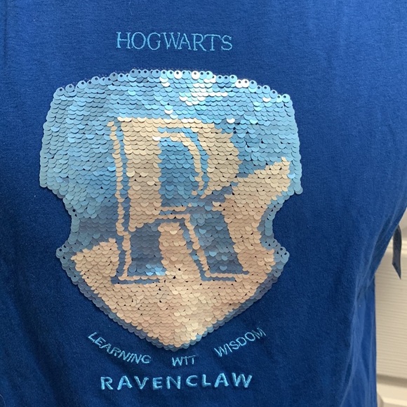 Harry Potter RAVENCLAW Women's Glitter Blue T-Shirt - Picture 2 of 11